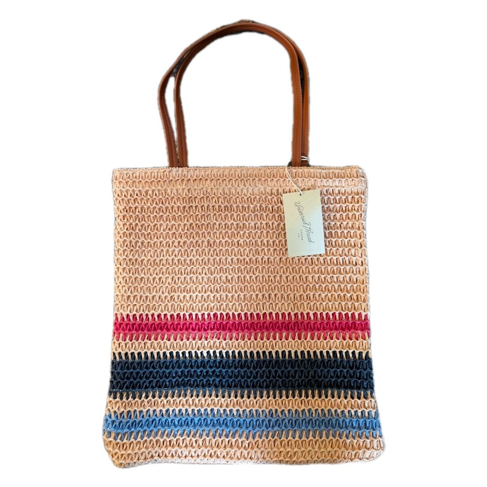 Universal‎ Thread Straw Tote Bag Multicolor Striped Casual Everyday Tote NWT